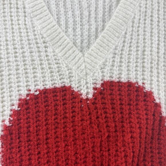 Torrid Chunky Knit Pullover Tunic Sweater Plus Size 3X Ivory Red Heart - Picture 6 of 9